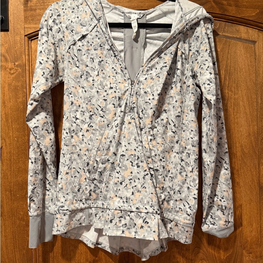 Lululemon Athletica Gray and Cream Zip-Up Hoodie